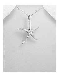 Starfish Pendant Necklace In 92.5 Sterling Silver