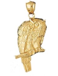 Dazzlers Solid 14k Gold Owl Charm Pendant Available in three colors from jewelsberry (weights: 4.7 grams only)