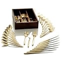 Colin Cowie 45 Piece Service for 8 Gold "Chop" Flatware Set + Flatware Chest + Serving Pieces