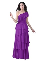 One Shoulder Chiffon  Bridesmaid Dress/Prom Dress  With Ruffles