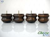 Choice Parts - 4 Inch Walnut Brown Wood Sofa Legs (Pack of 4 Replacement Feet) Standard 5/16 Size Bolt - Will Fit Couch, Loveseat, Chair or Ottoman Threading - Model #620