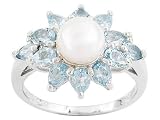 2.40CTW BLUE TOPAZ AND 7MM CULTURED FRESHWATER PEARL STERLING SILVER RING
