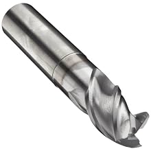 Niagara Cutter AN345R Carbide End Mill with Wiper Flat for Aluminum, Extended Reach (Neck Style), TiCN Coated, 3 Flutes, Radiused-Corner End