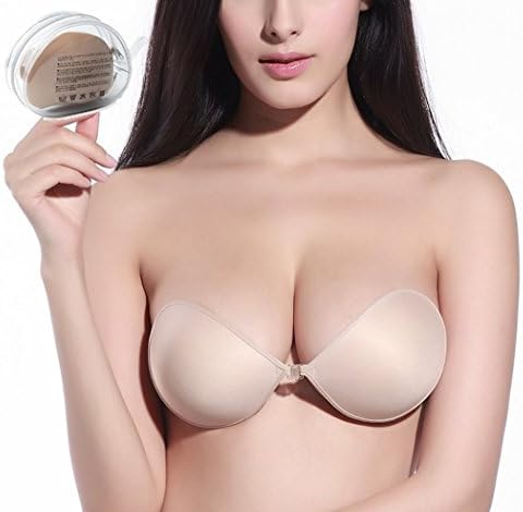 Quintina Women's Strapless Deep Adhesive Invisible Push-up Bra (D, Skin)