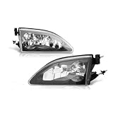 94-98 Ford Mustang Cobra Head Light - Black Clear (Pair) by Winjet