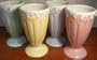 Colorful Set of 4 Ceramic Soda Fountain Dishes -- Perfect for Ice Cream, Floats and Shakes