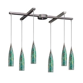 Lungo - 6 Light Kitchen Island Pendant Track Lighting Fixture - Brushed Nickel - Green... by Elk