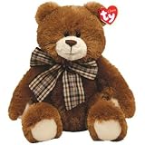 TY Classic Hobble Brown Country Bear with Plaid Ribbon