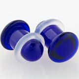 Pair of Glass Single Flared Solid Plugs: 6g Cobalt