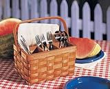 BASKET Bbq picnic UTENSIL CADDY flatware silverware NU