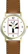 Panda Bear in Snowflake Border - JP - WATCHBUDDY&reg; DELUXE TWO-TONE THEME WATCH - Arabic Numbers - Brown Leather Strap-Size-Large ( Men's Size or Jumbo Women's Size )