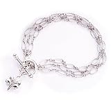 Barse Signature Sterling Silver Fleur Charm Toggle Bracelet