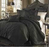 11pc Queen Bed in a Bag~Diamond~Black Comforter Set-1000tc Sheet Set Included