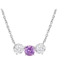 1.00ct. Natural Untreated Purple Sapphire Necklace with 2 White Sapphires 1.83ct.