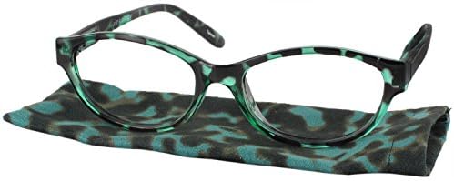 No Brainer Single Vision Full Frame Designer Reading Glasses, Green Demi, +2.50