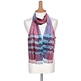 Handmade Yarn Dyed Cotton Fabric Women Lycra Scarf Shawl From India (Free Shipping) Scrf0149rr