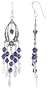 Sterling Silver Marquise-shaped Dangle Chandelier Earrings w/ Purple Amethyst-colored Crystals, 2 3/8" (60mm) tall