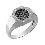 White and Black Diamond Mens Ring 2/5 Carat (ctw) in Sterling Silver