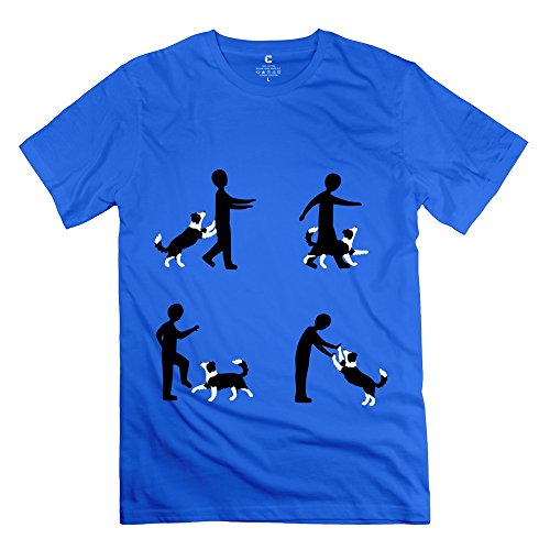 Geek Dog Dancing Border Collie Tee Custom Printed For Men RoyalBlue