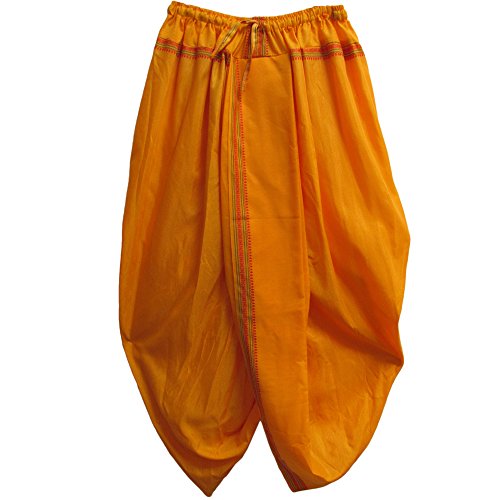 Indian Men's PreStitched Cotton Dhoti Harem Traditional Wear Saffron