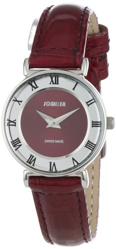 Jowissa Women's J2.030.S Roma 24 mm Maroon Dial Leather Roman Numeral Watch