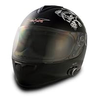 VCAN Blinc 136 Gloss Black X-Large Full Face Helmet with Ace of Spades Graphics