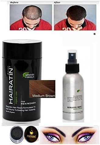 Hairatin By Revolution Hair Fiber Kit (Fibers Spray) + Itay Matching Brow Fibers (Medium Brown)