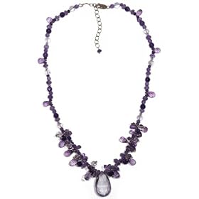 14k Gold Filled Light and Dark Amethyst Cluster Necklace, 16-18 by Amazon.com Collection
