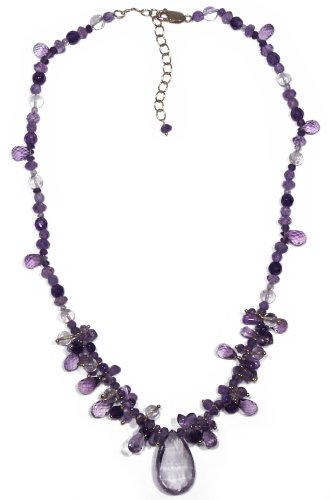 14k Gold Filled Light & Dark Amethyst Cluster Necklace, 1618
