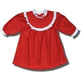 Red Polyester Fleece Nightgown with Lace Collar, Cuffs for Infants