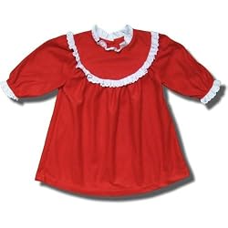 Red Polyester Fleece Nightgown with Lace Collar, Cuffs for Infants