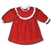 Red Polyester Fleece Nightgown with Lace Collar, Cuffs for Infants