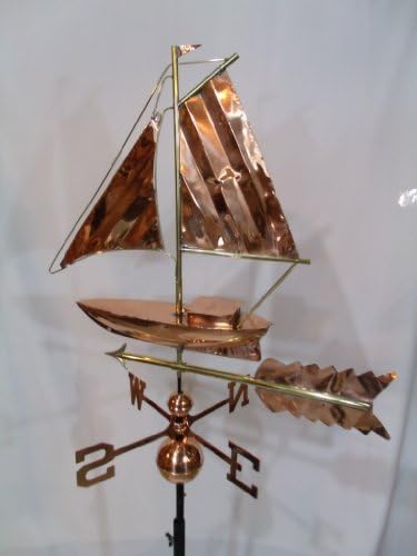 Polished Finish Copper Boat Weathervane with Free Roof Mount