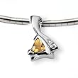 Citrine and Diamond Sterling Silver Slide on 16" Cubetto 3mm Chain