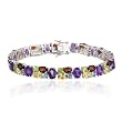 Sterling Silver Multi-Gemstone Bracelet, 7.25