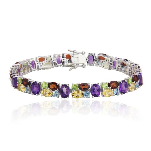 Sterling Silver Multi-Gemstone Bracelet, 7.25