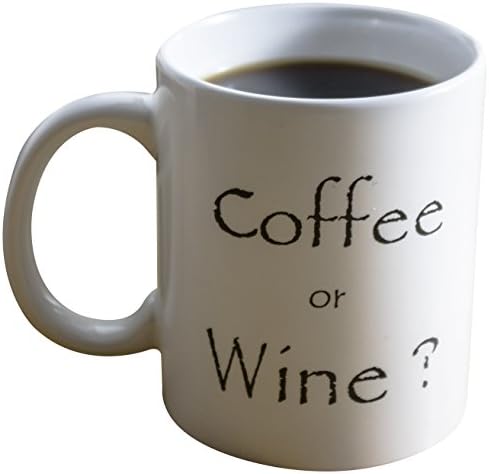 Mug Creations / Funny 11 OZ Coffee Or Tea Mug / Coffee or Wine ? / Gift Box / Novelty Gift For Women, Men, Mom, Dad, Wife, Teacher, Boss, Sister, Grandma, Aunt, Birthdays, Holidays / Double Sided