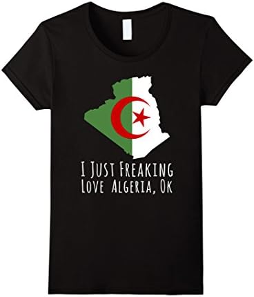 Women's I Just Freaking Love Algeria Ok Flag Country Pride Shirt Large Black