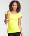 bebe Logo Double V-Neck Tee - sulphur spring (XS)