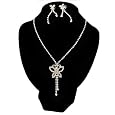 Clear Swarovski Crystal Butterfly Necklace And Earring Set (Silver Tone)