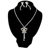 Clear Swarovski Crystal Butterfly Necklace And Earring Set (Silver Tone)
