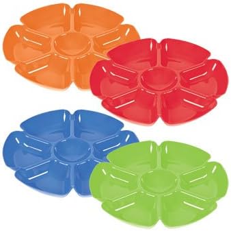 Bright Plastic Flower-Shaped Veggie & Dip Trays (Blue)