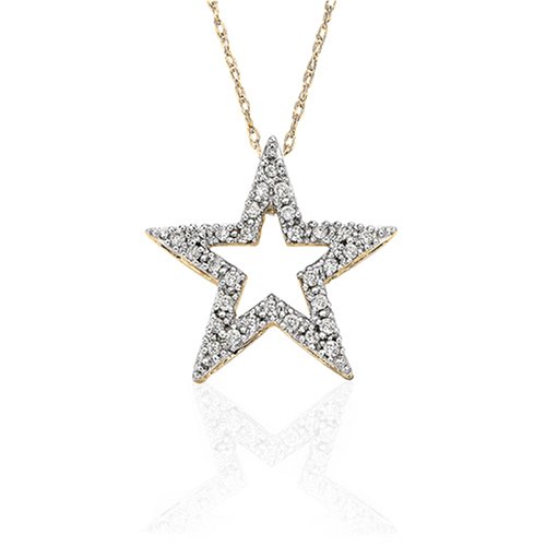 10k Yellow Gold Diamond Star Pendant (.15 cttw, J-K Color, I2-I3 Clarity)