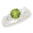 Sterling Silver Peridot & CZ Ring