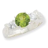 Sterling Silver Peridot & CZ Ring