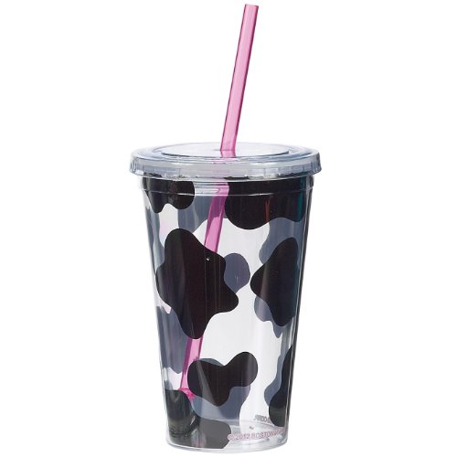 Boston Warehouse 16-Ounce Insulated Cow Cup with Straw