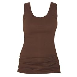 Chocolate Brown Solid Color Tunic Longer Length Tank shirt tee, 100% Cotton.