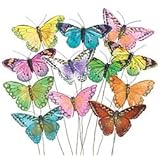 Set of 12 Feather Butterflies on Picks Floral Supplies