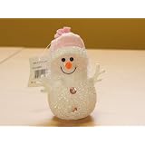 クリスマス用 飾り 内臓ライトで光る雪だるま人形です☆EVAデコスノーマン ピンク PK (LED)13ｃｍ