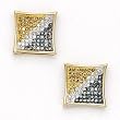 Solid 14K Yellow Gold Micro Pav&eacute; .33 Carat Diagonal Genuine Diamond Earrings